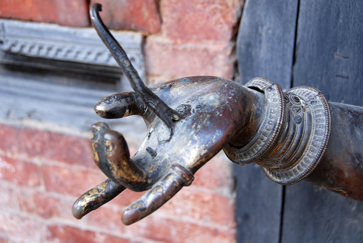 Kathmandu Patan Durbar Square Mul Chowk 18 River Goddess Ganga Hand Close Up 